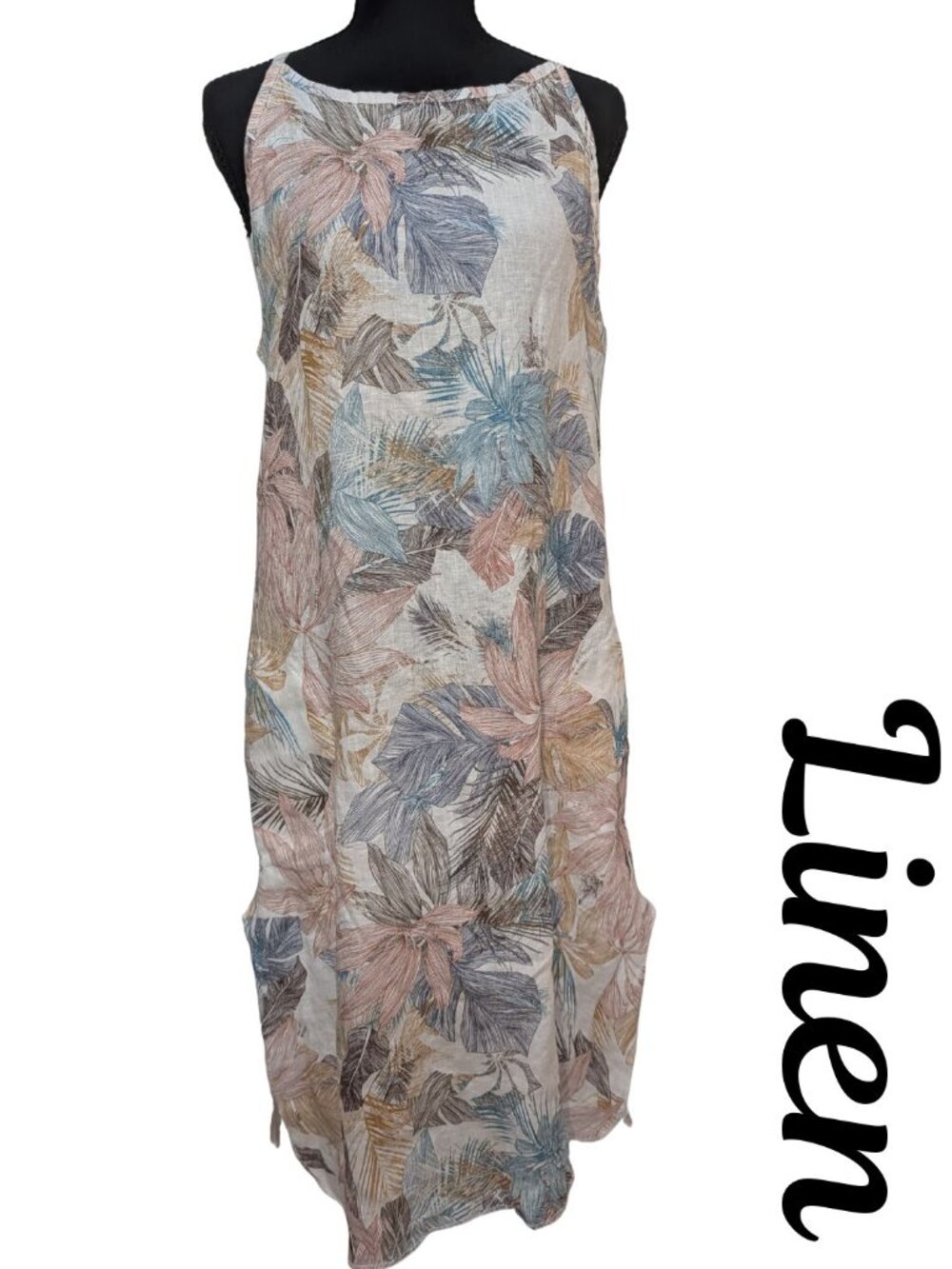 Linden Tropical Leaf Sleeveless Midi Dress - Multi